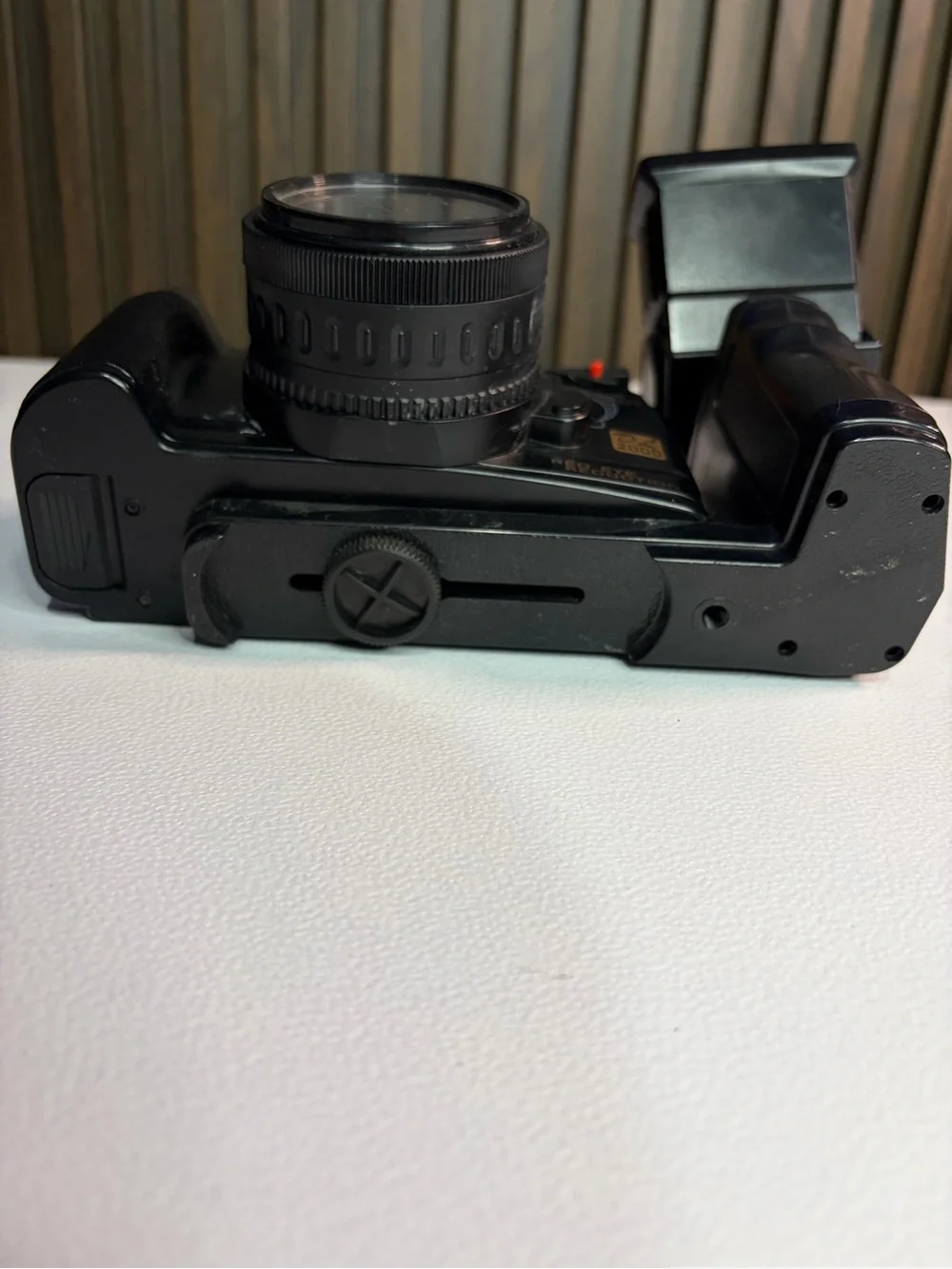 Olympus Black Film Camera with Detachable Flash Grip